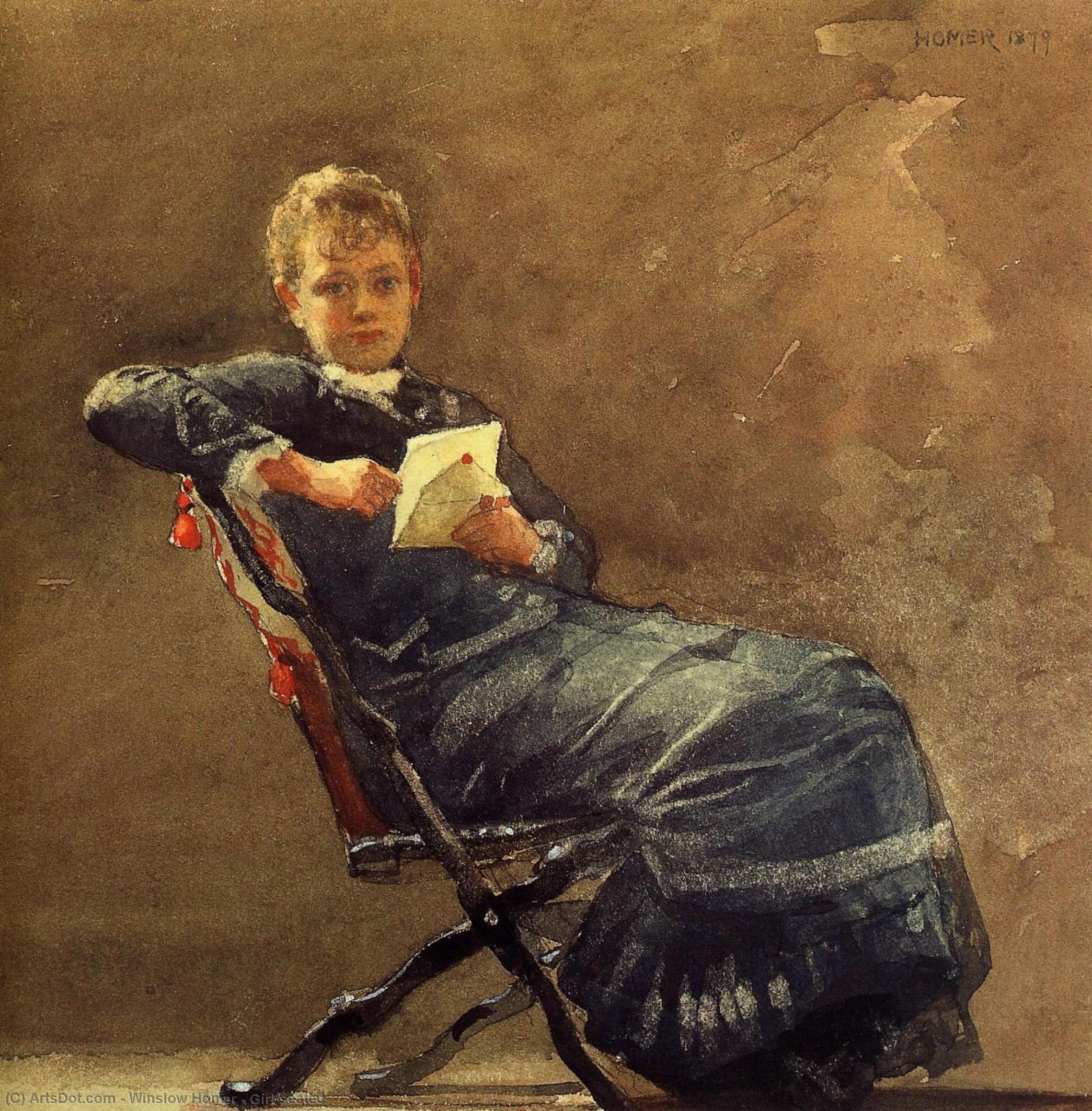 WikiOO.org - אנציקלופדיה לאמנויות יפות - ציור, יצירות אמנות Winslow Homer - Girl seated