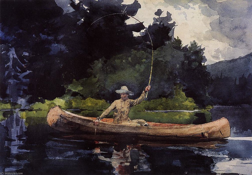 Wikioo.org - The Encyclopedia of Fine Arts - Painting, Artwork by Winslow Homer - Playing Him aka The North Woods