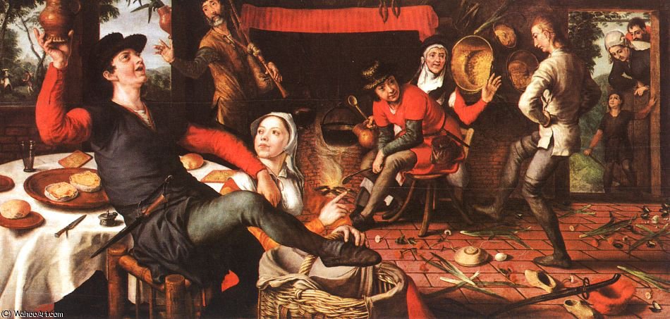 Wikioo.org - The Encyclopedia of Fine Arts - Painting, Artwork by Pieter Aertsen - The Egg Dance, oil on panel, Rijksmuseum at Am