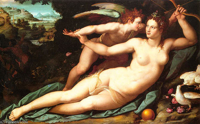 Wikioo.org – La Enciclopedia de las Bellas Artes - Pintura, Obras de arte de Alessandro Allori - Venere e Cupido.