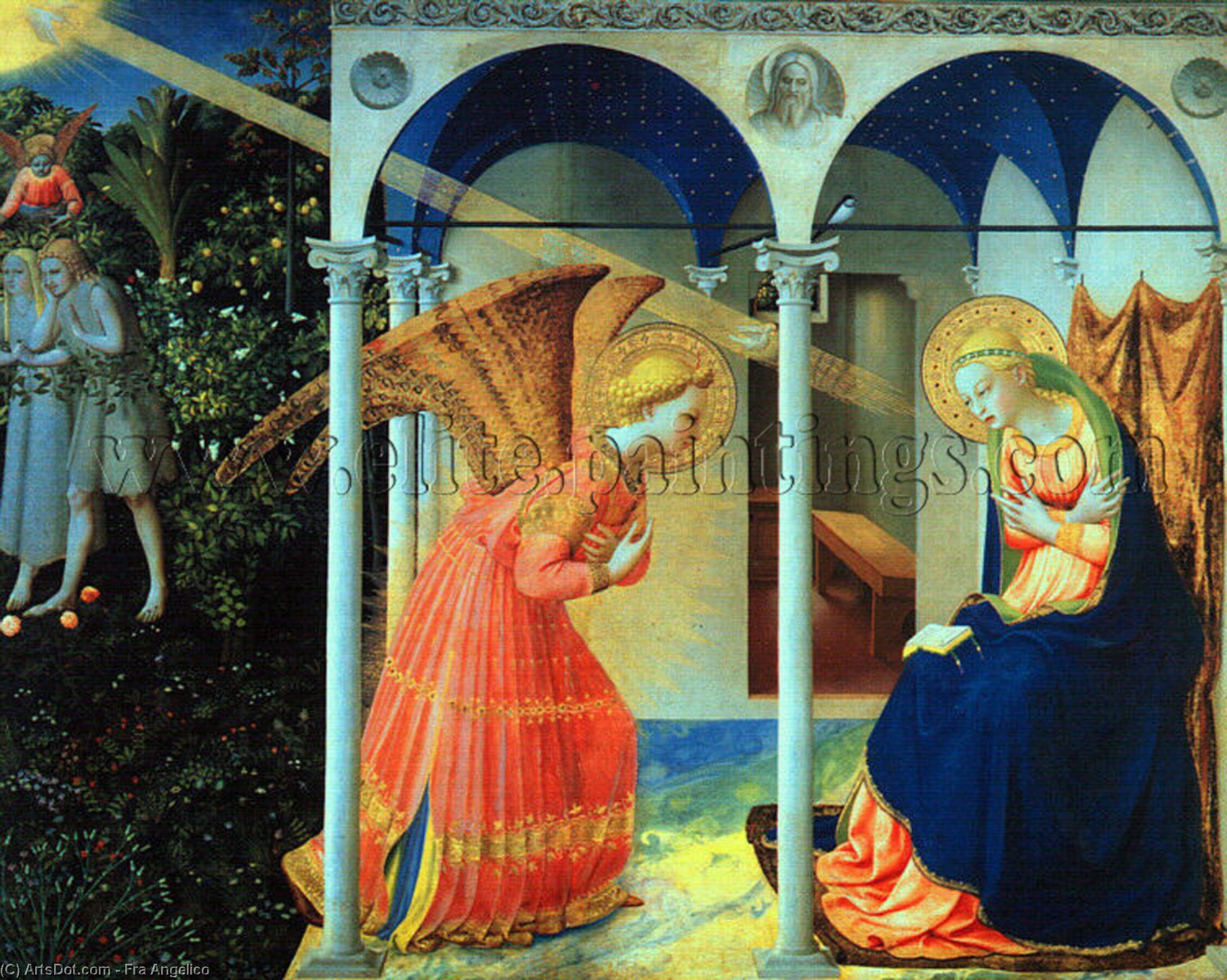 Wikioo.org - The Encyclopedia of Fine Arts - Painting, Artwork by Fra Angelico - The Annunciation, detail, tempera on w