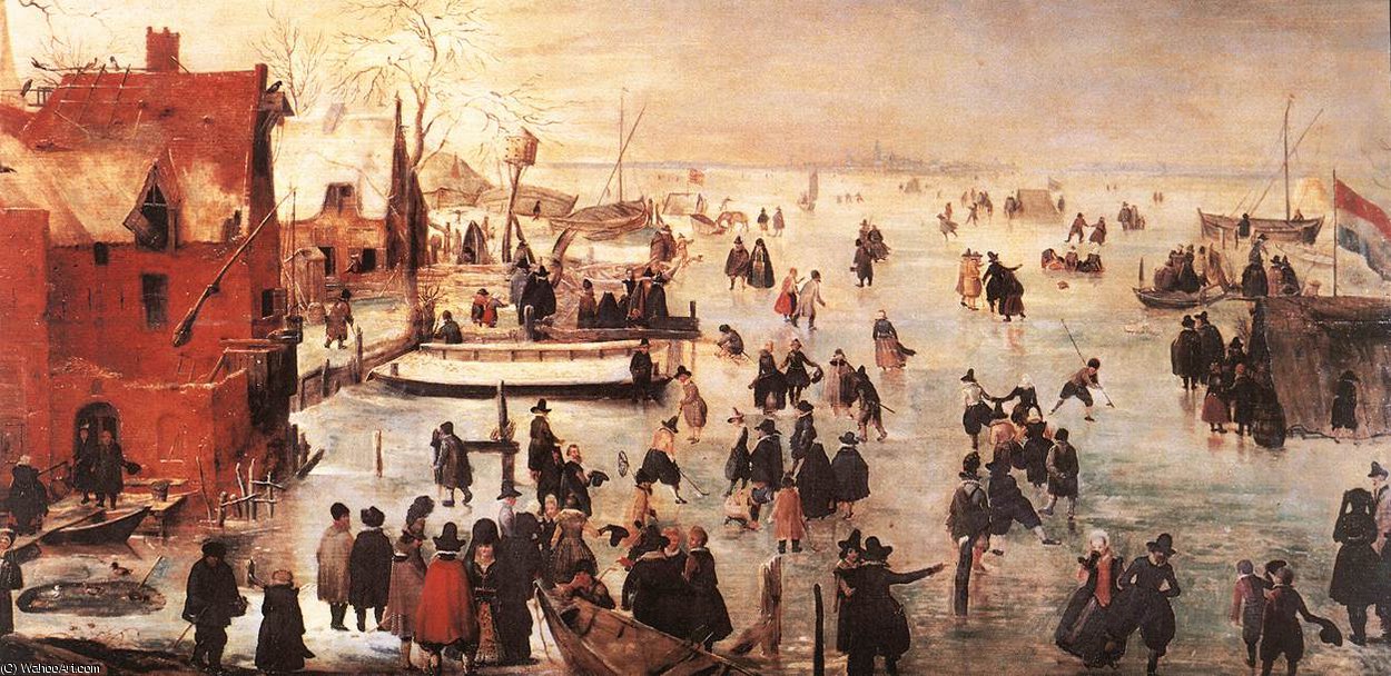 WikiOO.org - Encyclopedia of Fine Arts - Lukisan, Artwork Hendrick Avercamp - Ice landscape schwerin