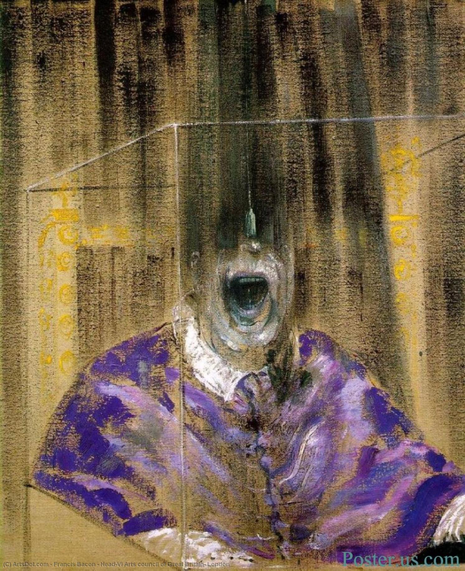 Wikoo.org - موسوعة الفنون الجميلة - اللوحة، العمل الفني Francis Bacon - Head-VI Arts council of Great Britain, London