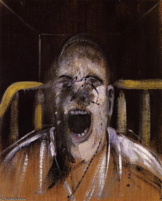 Wikoo.org - موسوعة الفنون الجميلة - اللوحة، العمل الفني Francis Bacon - Study for the Head of a Screaming Pope,