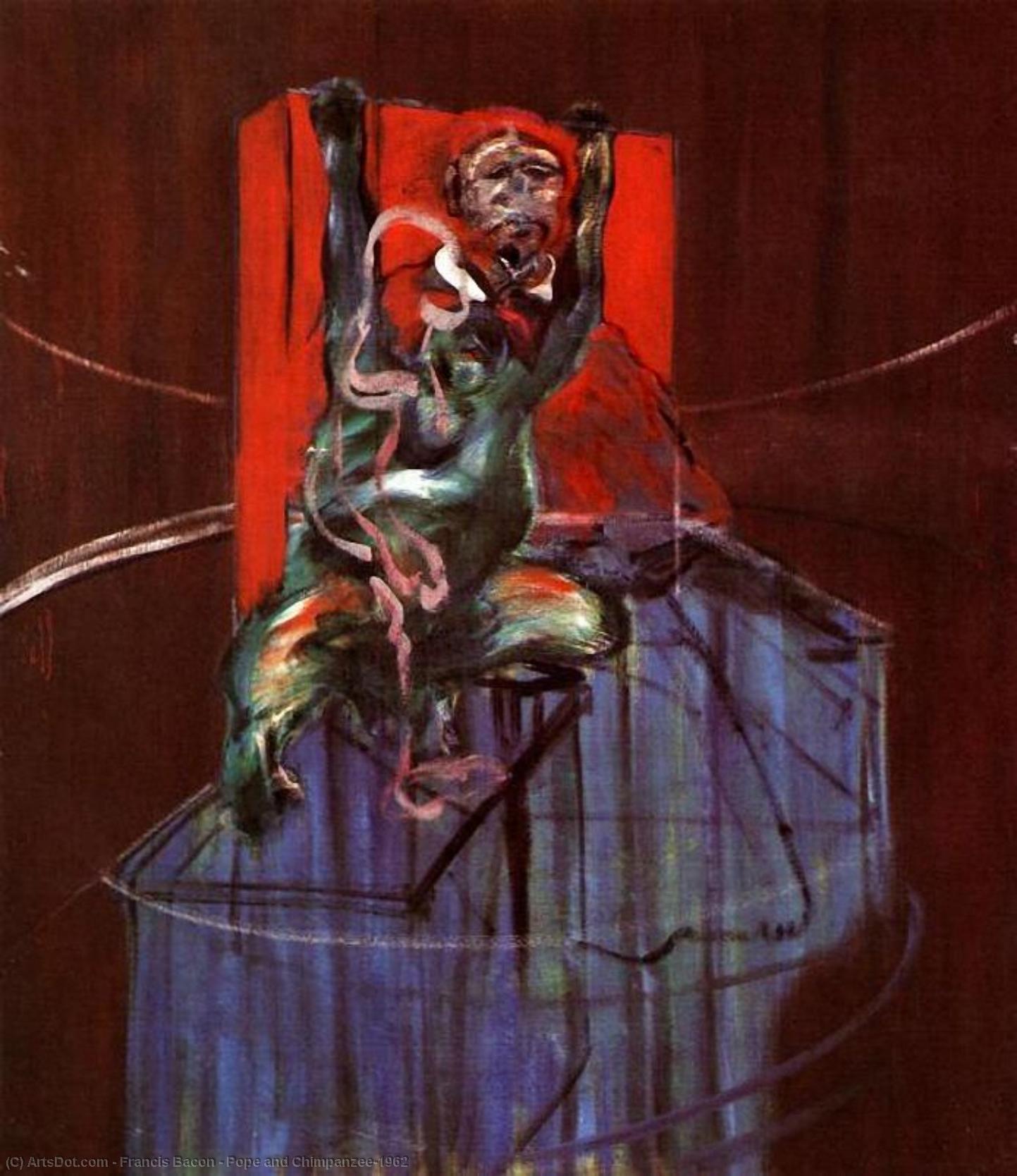 Wikioo.org – L'Enciclopedia delle Belle Arti - Pittura, Opere di Francis Bacon - Papa e le  Scimpanzé  1962