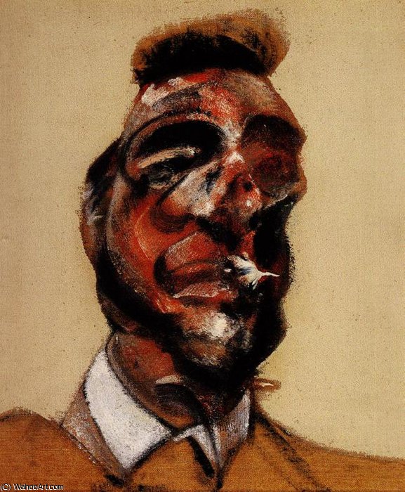 Wikioo.org – La Enciclopedia de las Bellas Artes - Pintura, Obras de arte de Francis Bacon - tres estudios para portr . de g . Pintor en lef fondo claro