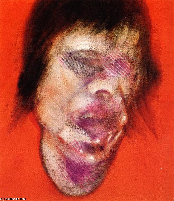 Wikoo.org - موسوعة الفنون الجميلة - اللوحة، العمل الفني Francis Bacon - 3 Studies for a Portrait of Mick Jagger, center