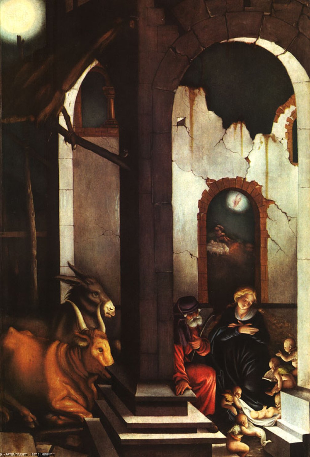 WikiOO.org - Encyclopedia of Fine Arts - Målning, konstverk Hans Baldung - Grien Nativity, pine panel, Pinakothek at Muni