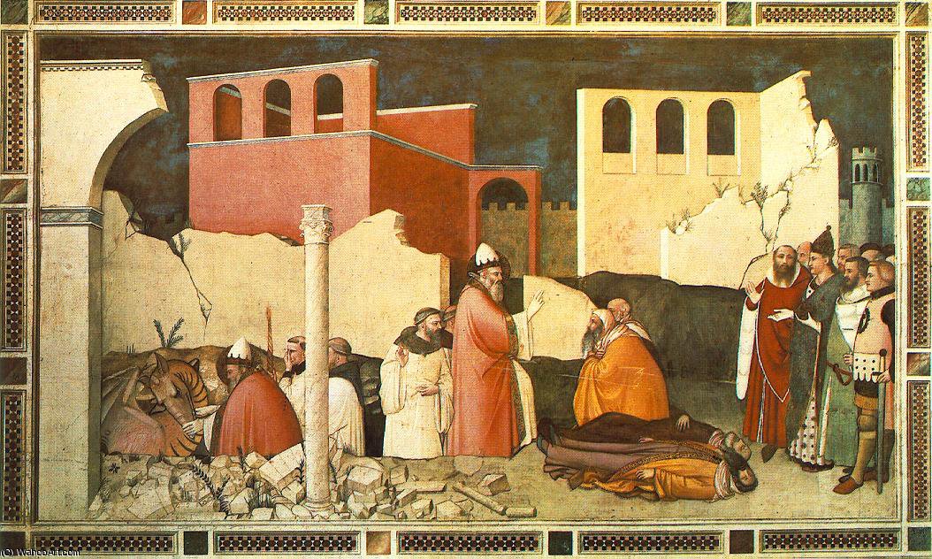 Wikioo.org - The Encyclopedia of Fine Arts - Painting, Artwork by Maso Di Banco - Pope St Sylvester's miracle, ca 1340, Cappella