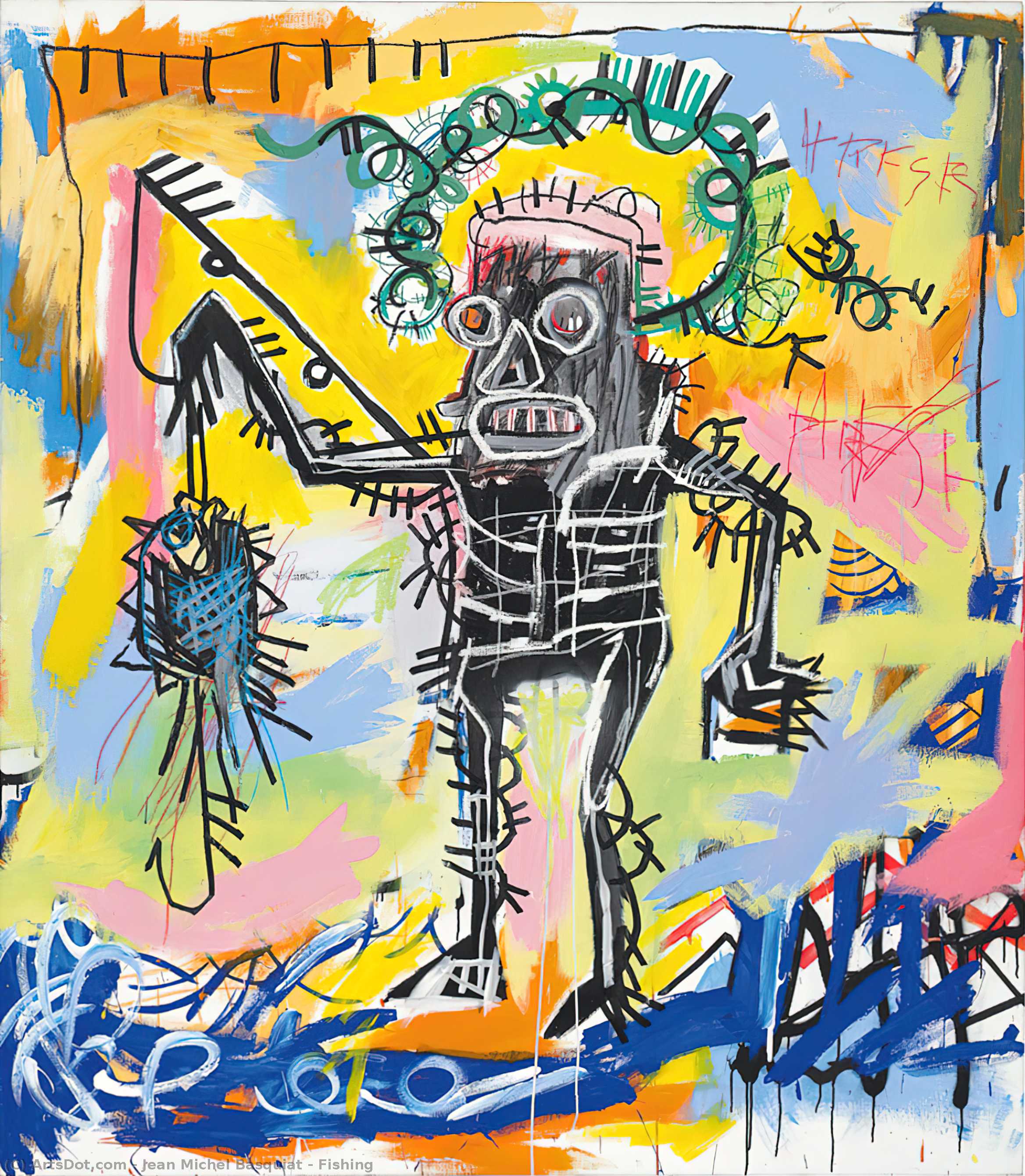 WikiOO.org - Enciklopedija dailės - Tapyba, meno kuriniai Jean Michel Basquiat - Fishing Fish