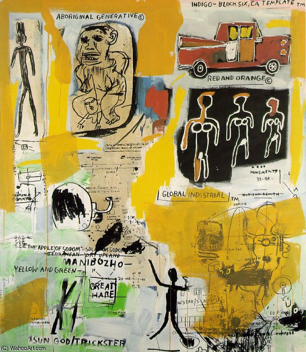 WikiOO.org - 百科事典 - 絵画、アートワーク Jean Michel Basquiat - 先住民 不動産  の  ジャン  -