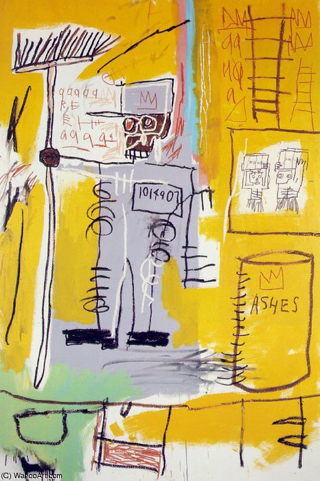 Wikoo.org - موسوعة الفنون الجميلة - اللوحة، العمل الفني Jean Michel Basquiat - Ashes, The Museum of Contem