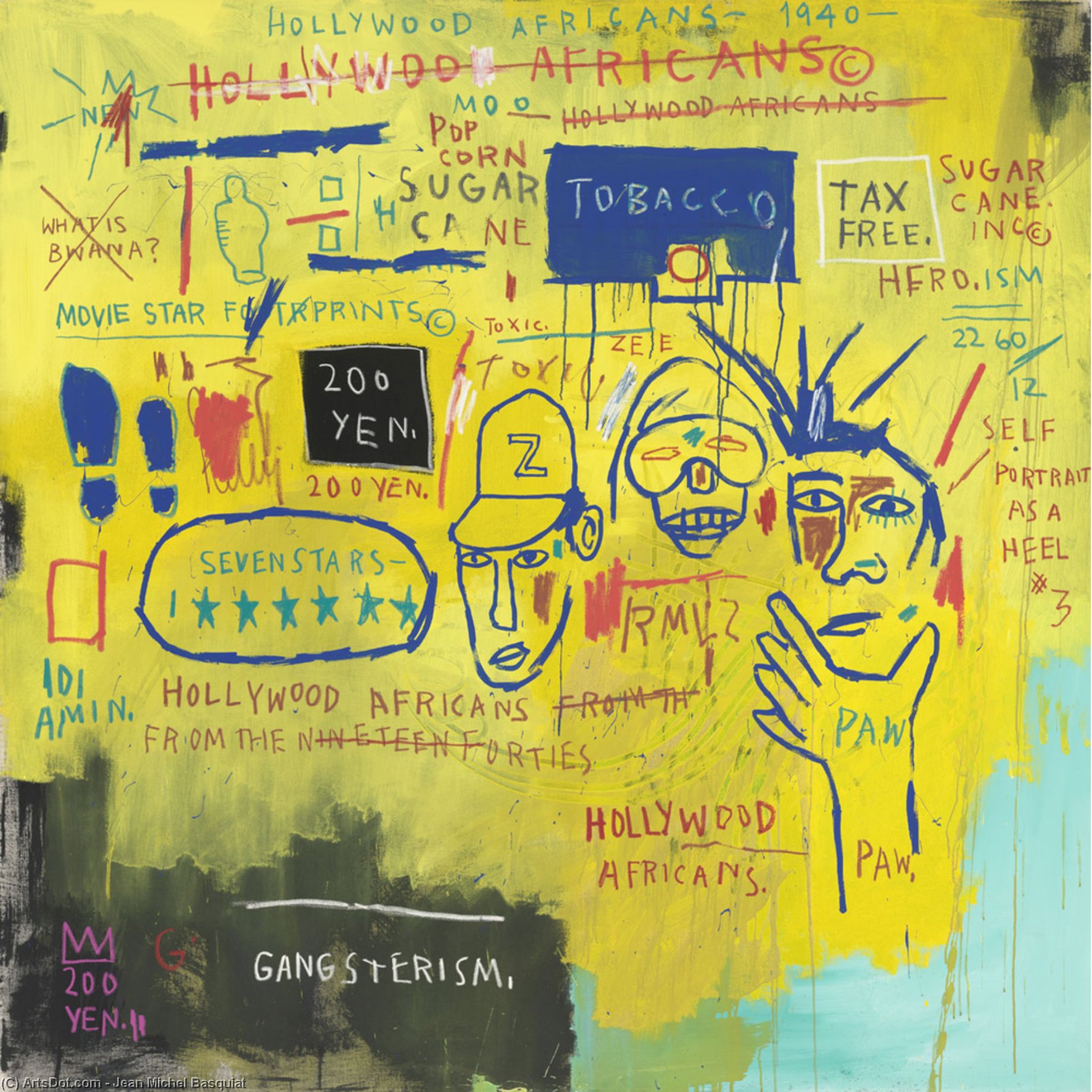 WikiOO.org - Εγκυκλοπαίδεια Καλών Τεχνών - Ζωγραφική, έργα τέχνης Jean Michel Basquiat - Hollywood africans, Whitney