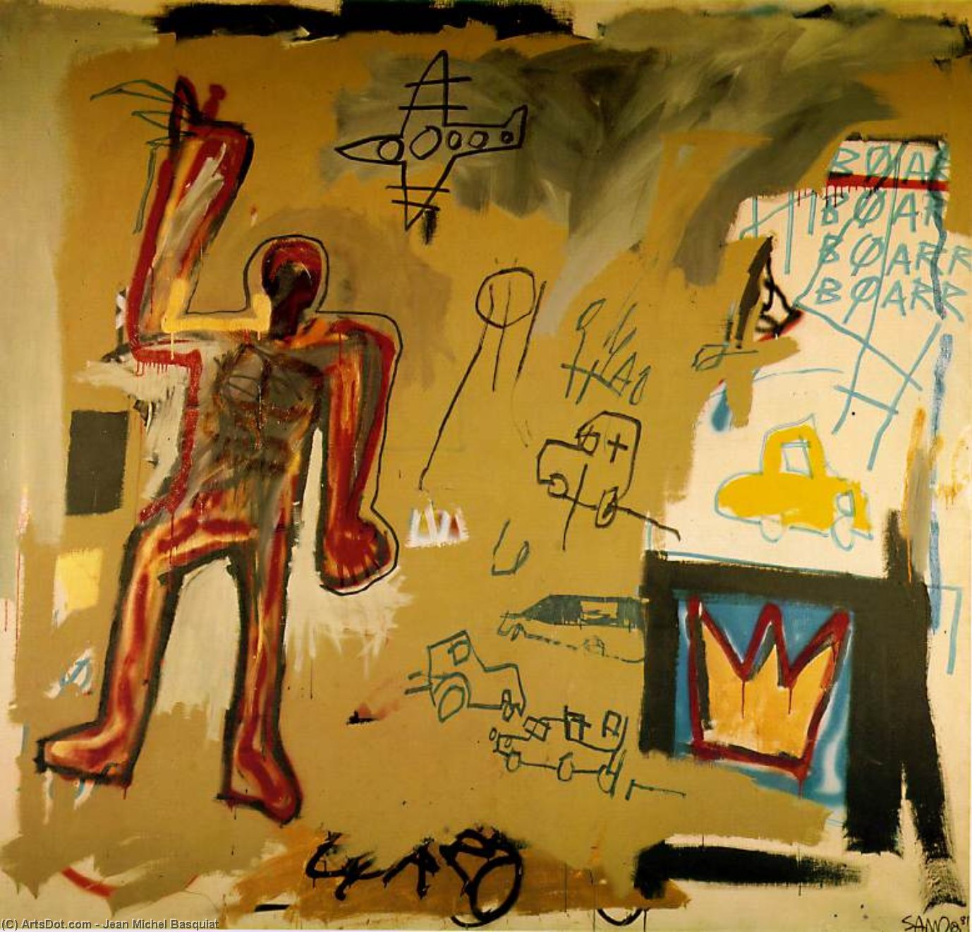 Wikoo.org - موسوعة الفنون الجميلة - اللوحة، العمل الفني Jean Michel Basquiat - Red man, Annina Nosei Galle
