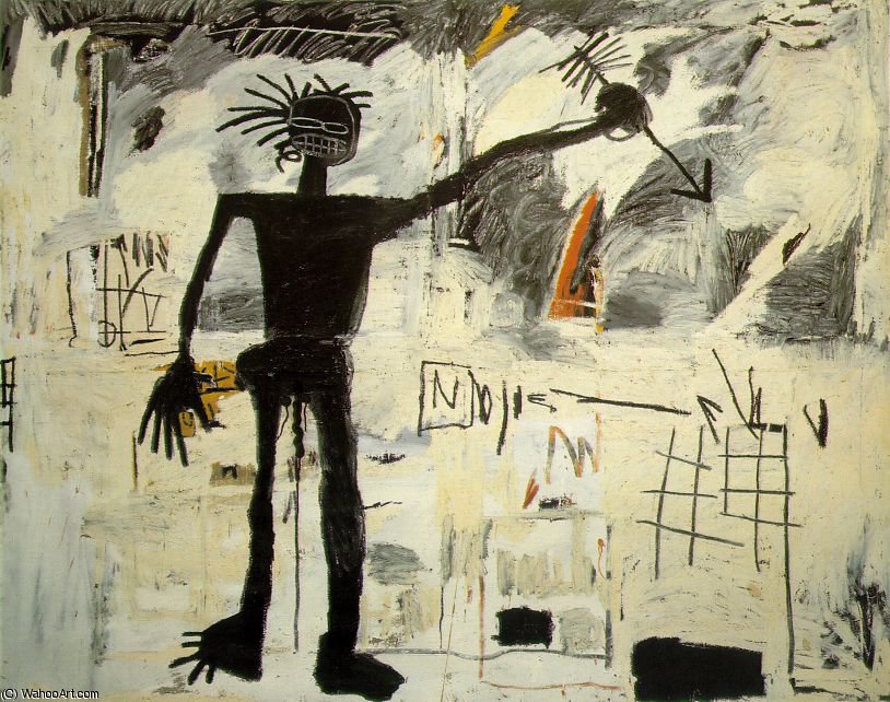 Wikoo.org - موسوعة الفنون الجميلة - اللوحة، العمل الفني Jean Michel Basquiat - Self-portrait coll.franzen