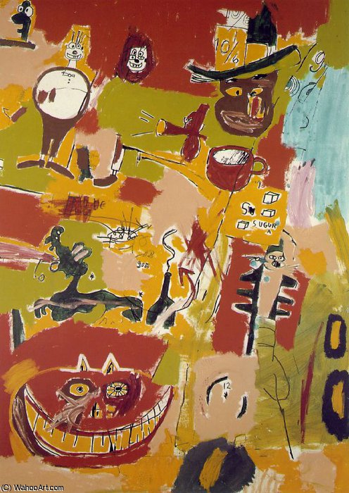 WikiOO.org – 美術百科全書 - 繪畫，作品 Jean Michel Basquiat - 红酒 的 BABYLON ,  集合