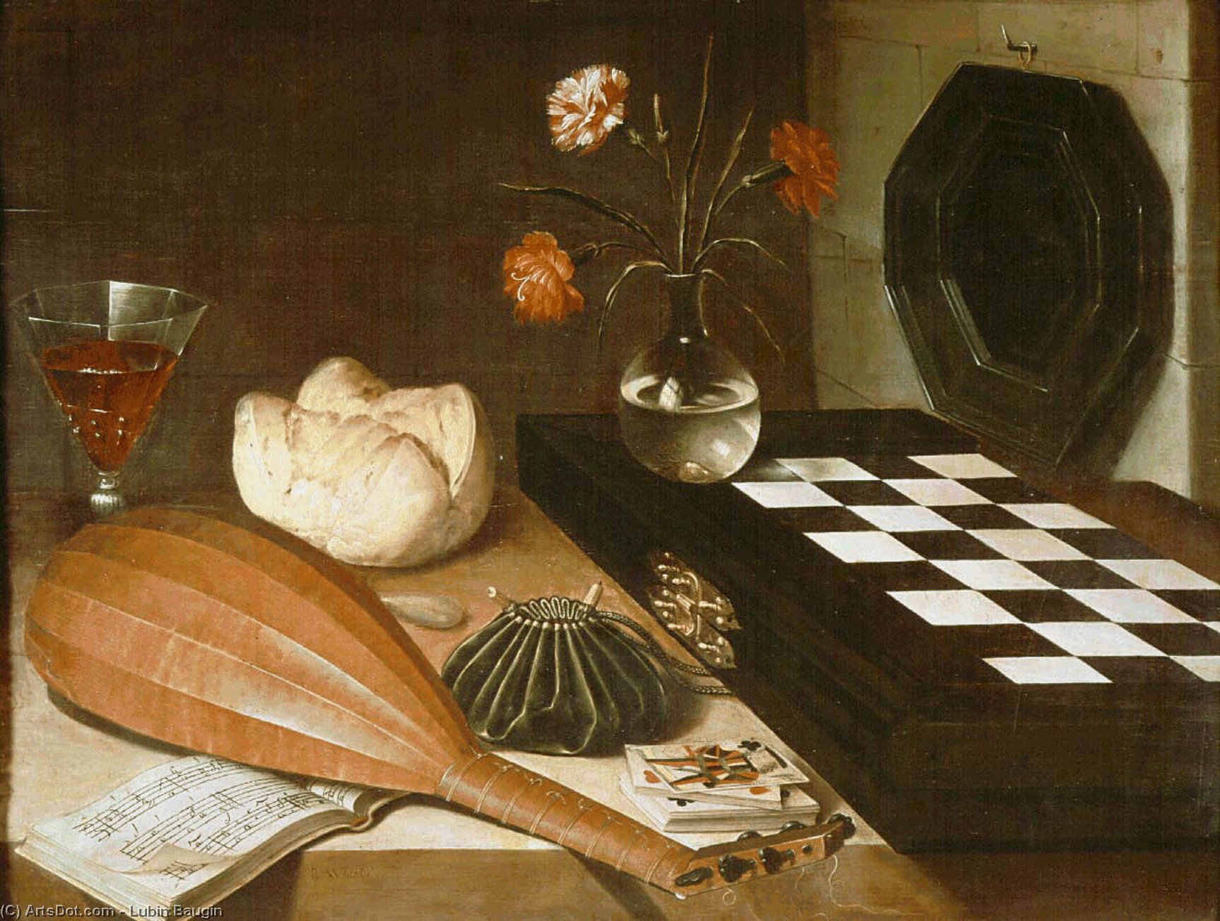 Wikioo.org - The Encyclopedia of Fine Arts - Painting, Artwork by Lubin Baugin - Still life with chessboard, c.1630, Louvre