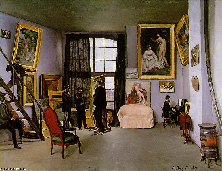 Wikioo.org - The Encyclopedia of Fine Arts - Painting, Artwork by Jean Frederic Bazille - Jean Frederic Bazille's studio at 9 rue de la Condamine, Oil