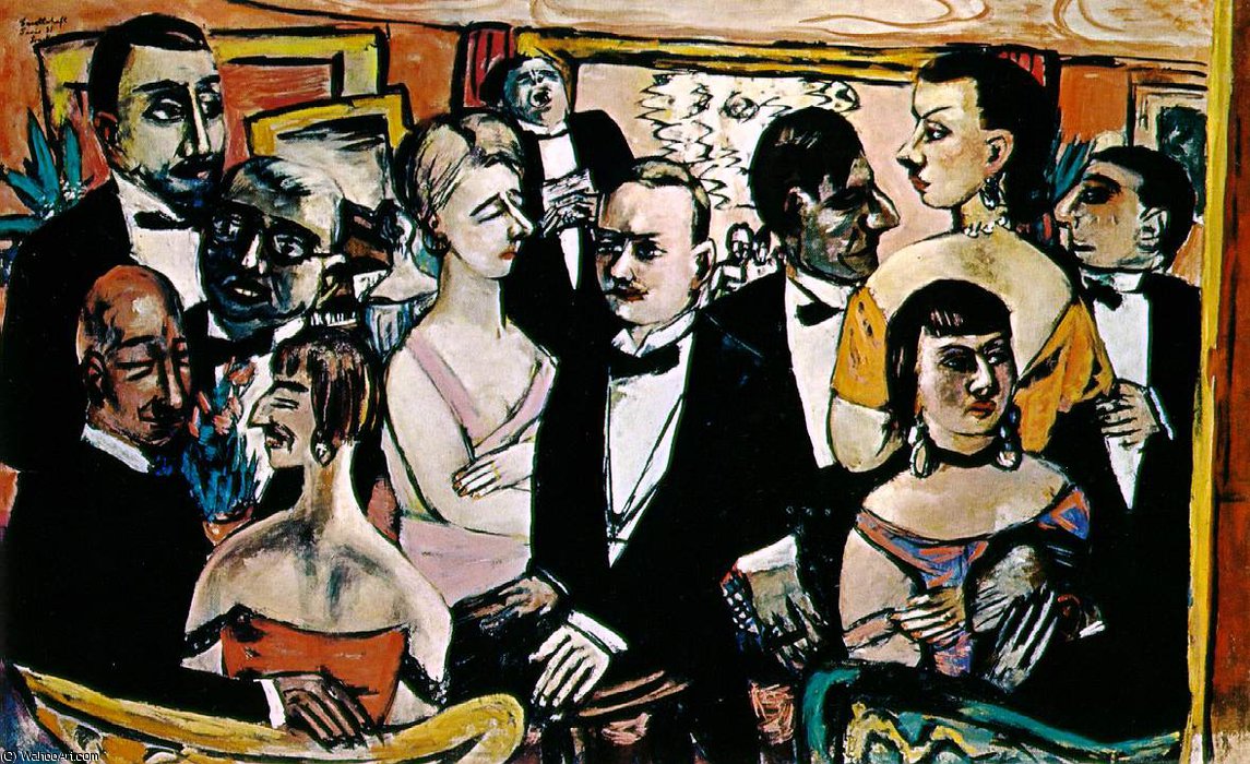 Wikoo.org - موسوعة الفنون الجميلة - اللوحة، العمل الفني Max Beckmann - Party in Paris, reworked The Solomon