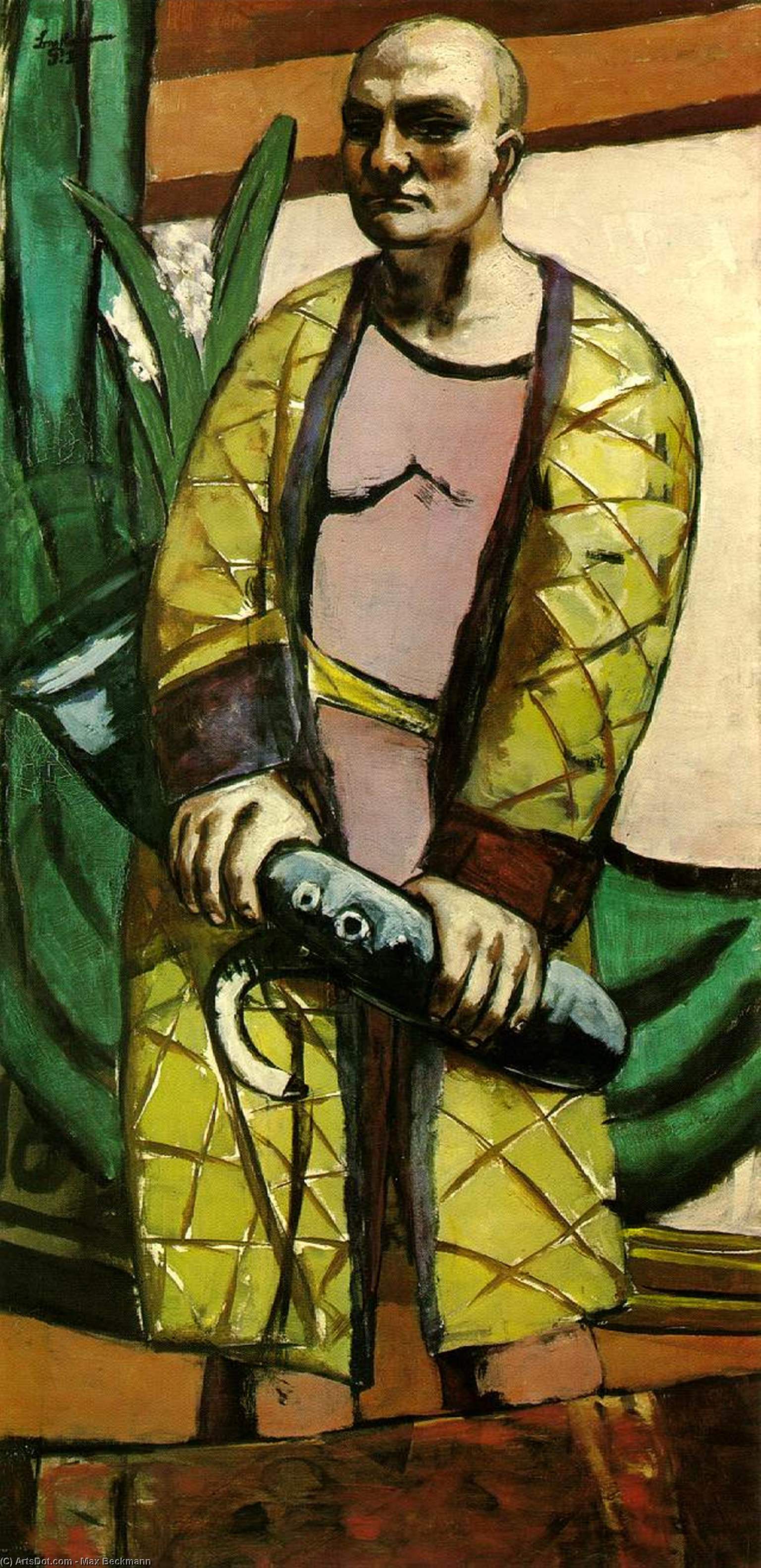 Wikioo.org - The Encyclopedia of Fine Arts - Painting, Artwork by Max Beckmann - Selfportrait with saxphone, Kunsthalle, B