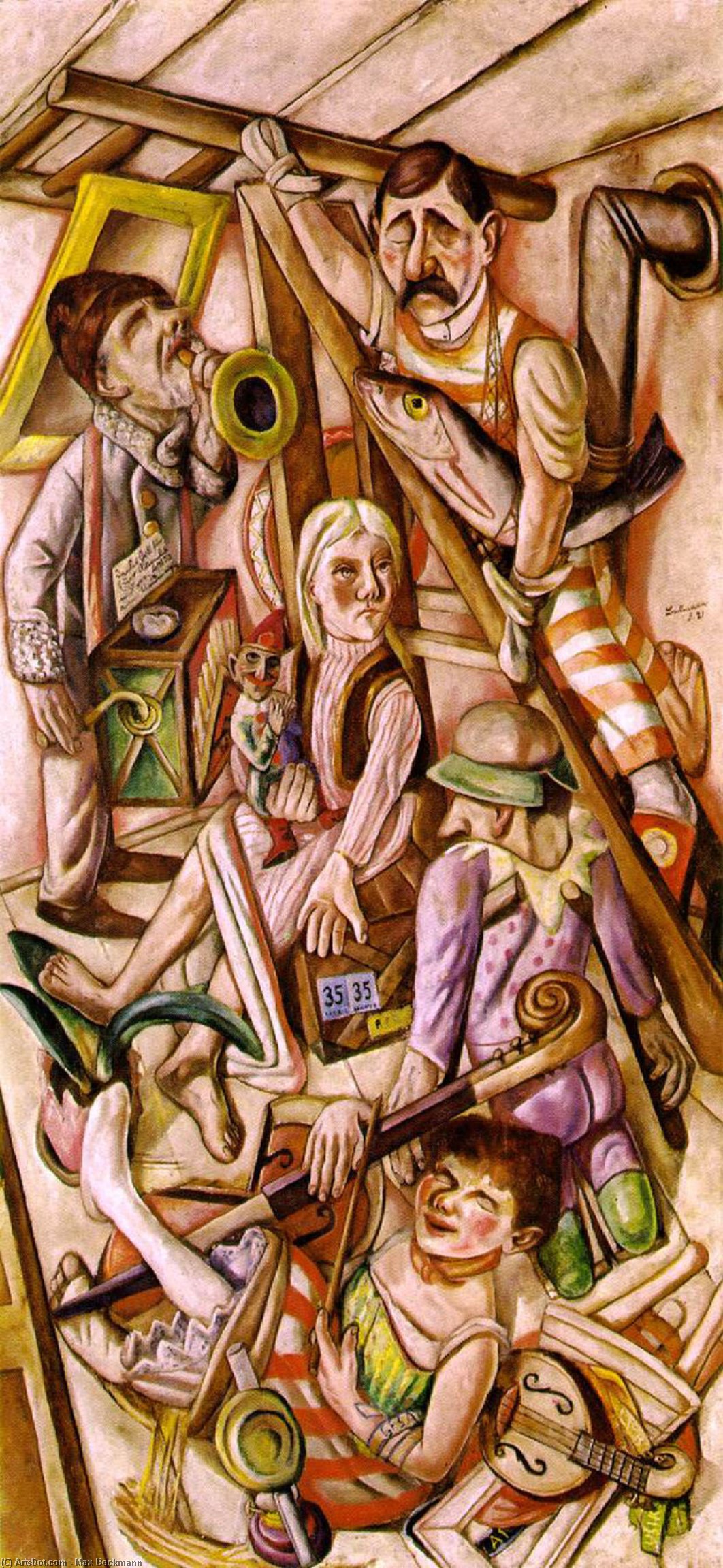 Wikioo.org - The Encyclopedia of Fine Arts - Painting, Artwork by Max Beckmann - The dream,1921, St. Louis Art Museum