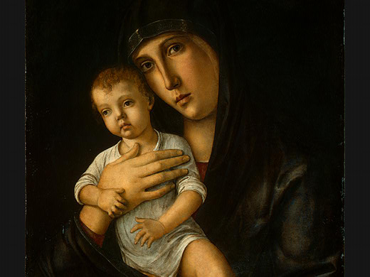 Wikioo.org - The Encyclopedia of Fine Arts - Painting, Artwork by Giovanni Bellini - madonna and child, c. detalj, ngw