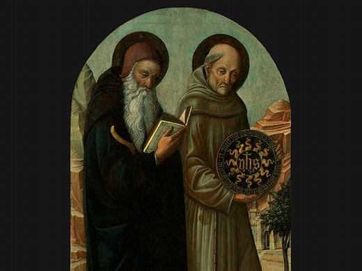 Wikioo.org - The Encyclopedia of Fine Arts - Painting, Artwork by Jacopo Bellini - saint anthony abbot and saint bernardino of sie(1