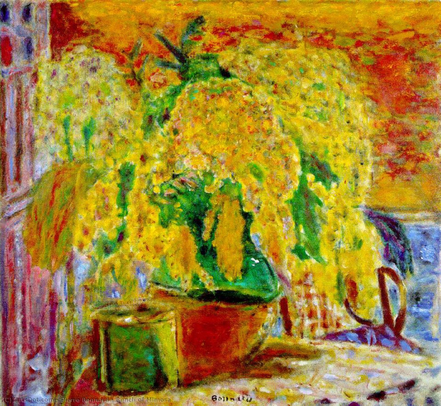 Wikoo.org - موسوعة الفنون الجميلة - اللوحة، العمل الفني Pierre Bonnard - Bouquet de mimosas (Bunch of Mimosa), ca - (62x68)