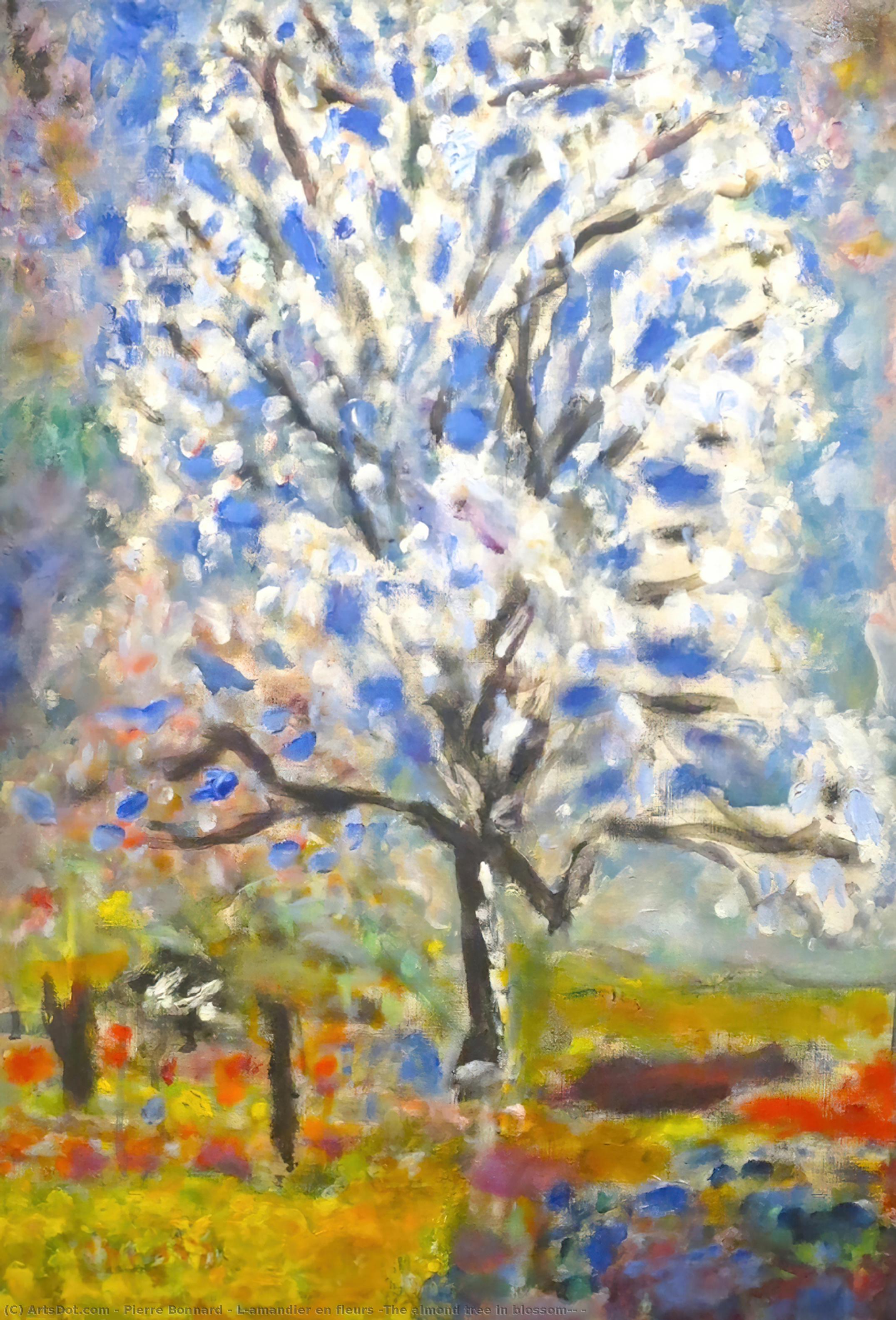 Wikoo.org - موسوعة الفنون الجميلة - اللوحة، العمل الفني Pierre Bonnard - L'amandier en fleurs (The almond tree in blossom)