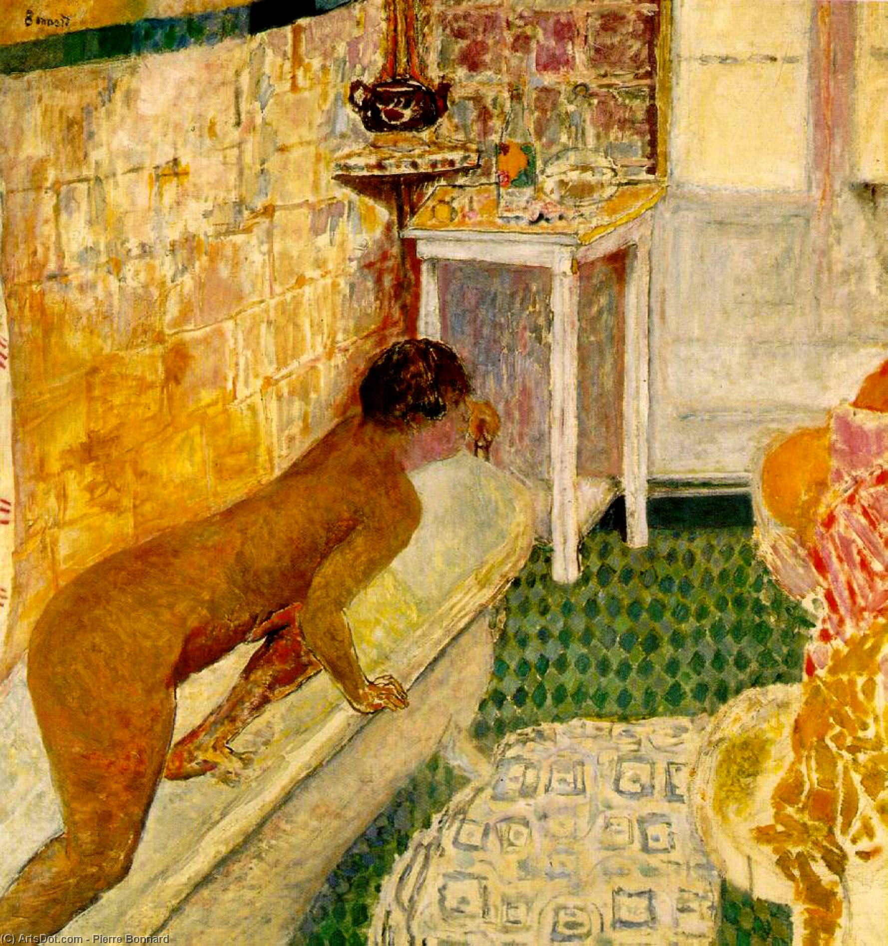 Wikioo.org - The Encyclopedia of Fine Arts - Painting, Artwork by Pierre Bonnard - La sortie de la baignoire, ca Priv