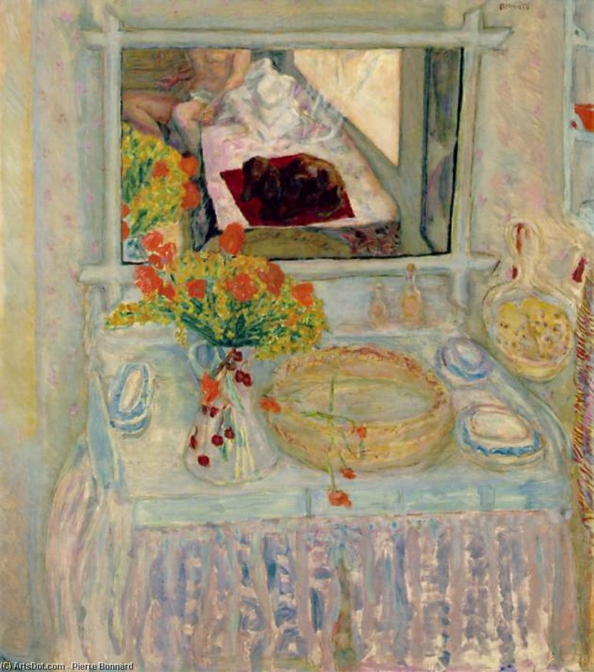 WikiOO.org - Encyclopedia of Fine Arts - Malba, Artwork Pierre Bonnard - Toilette au bouquet rouge et jaune, Museum of