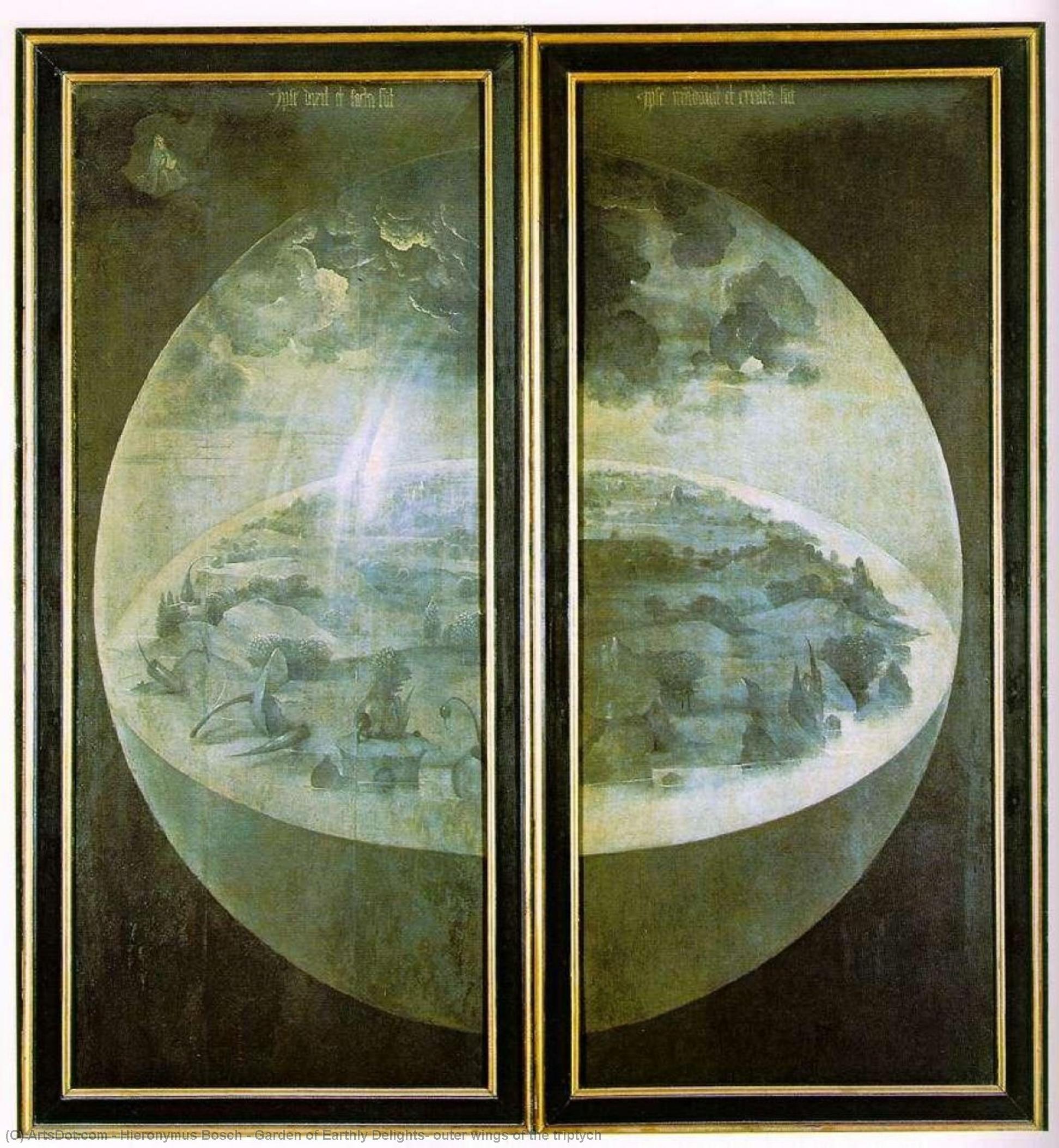 Wikoo.org - موسوعة الفنون الجميلة - اللوحة، العمل الفني Hieronymus Bosch - Garden of Earthly Delights, outer wings of the triptych