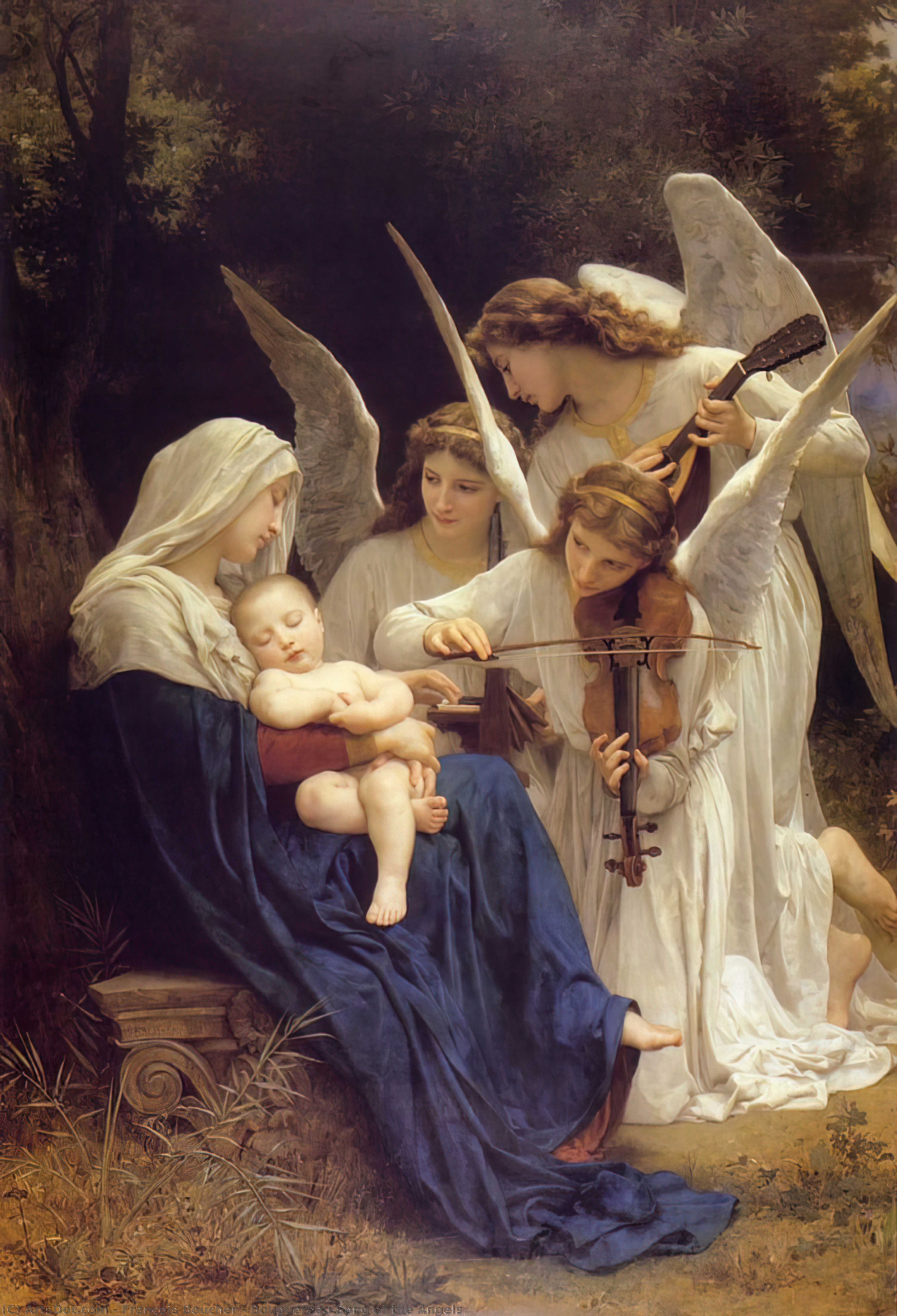 WikiOO.org - Εγκυκλοπαίδεια Καλών Τεχνών - Ζωγραφική, έργα τέχνης François Boucher - Bouguereau Song of the Angels