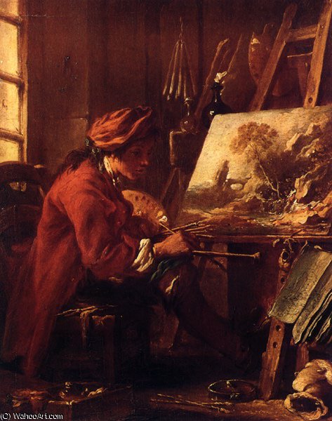 WikiOO.org - Encyclopedia of Fine Arts - Målning, konstverk François Boucher - The Painter in His Studio