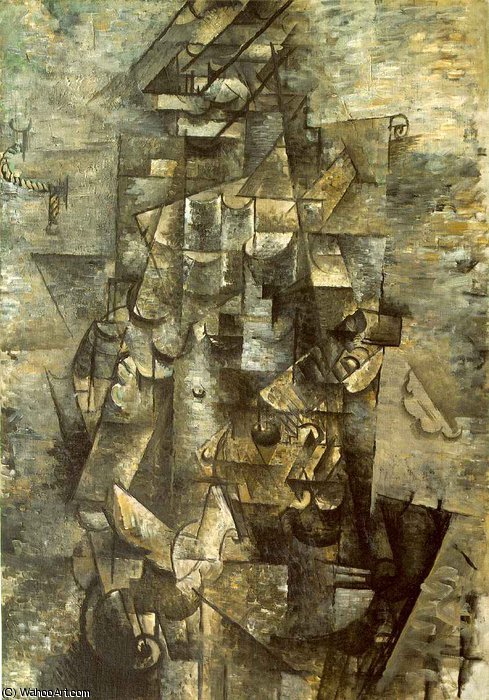 WikiOO.org - 百科事典 - 絵画、アートワーク Georges Braque - 男 と一緒に a ギター ニューヨーク近代美術館  ニューヨーク