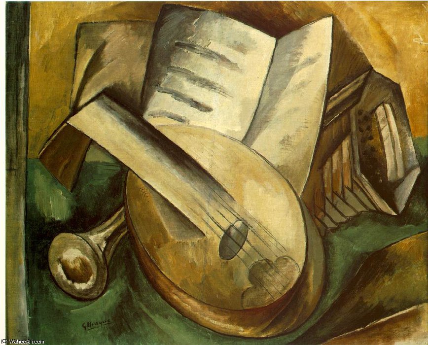 WikiOO.org - Encyclopedia of Fine Arts - Maľba, Artwork Georges Braque - Musical instruments, private