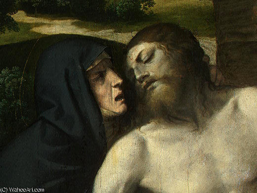 Wikioo.org - The Encyclopedia of Fine Arts - Painting, Artwork by Alessandro Bonvicino (Moretto Da Brescia) - Pietà, Detalj 3, NG