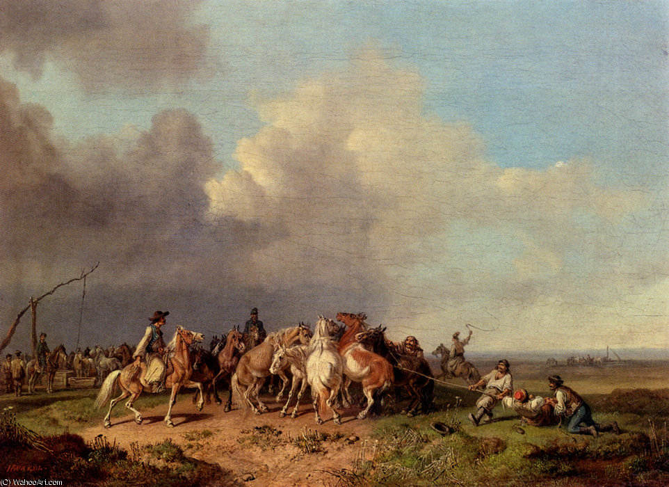 Wikioo.org – L'Enciclopedia delle Belle Arti - Pittura, Opere di Heinrich Bürkel - Il cavallo arrotondare