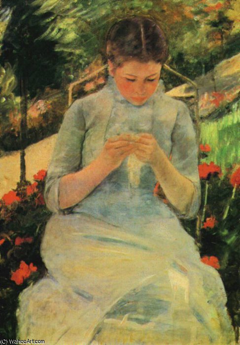 Wikioo.org – La Enciclopedia de las Bellas Artes - Pintura, Obras de arte de Mary Stevenson Cassatt - Cousant Femme