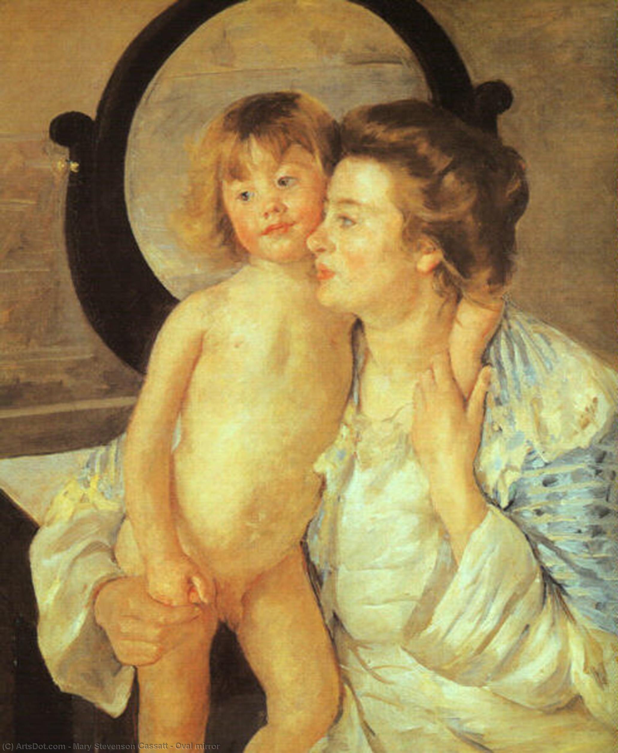 Wikioo.org – La Enciclopedia de las Bellas Artes - Pintura, Obras de arte de Mary Stevenson Cassatt - Espejo oval