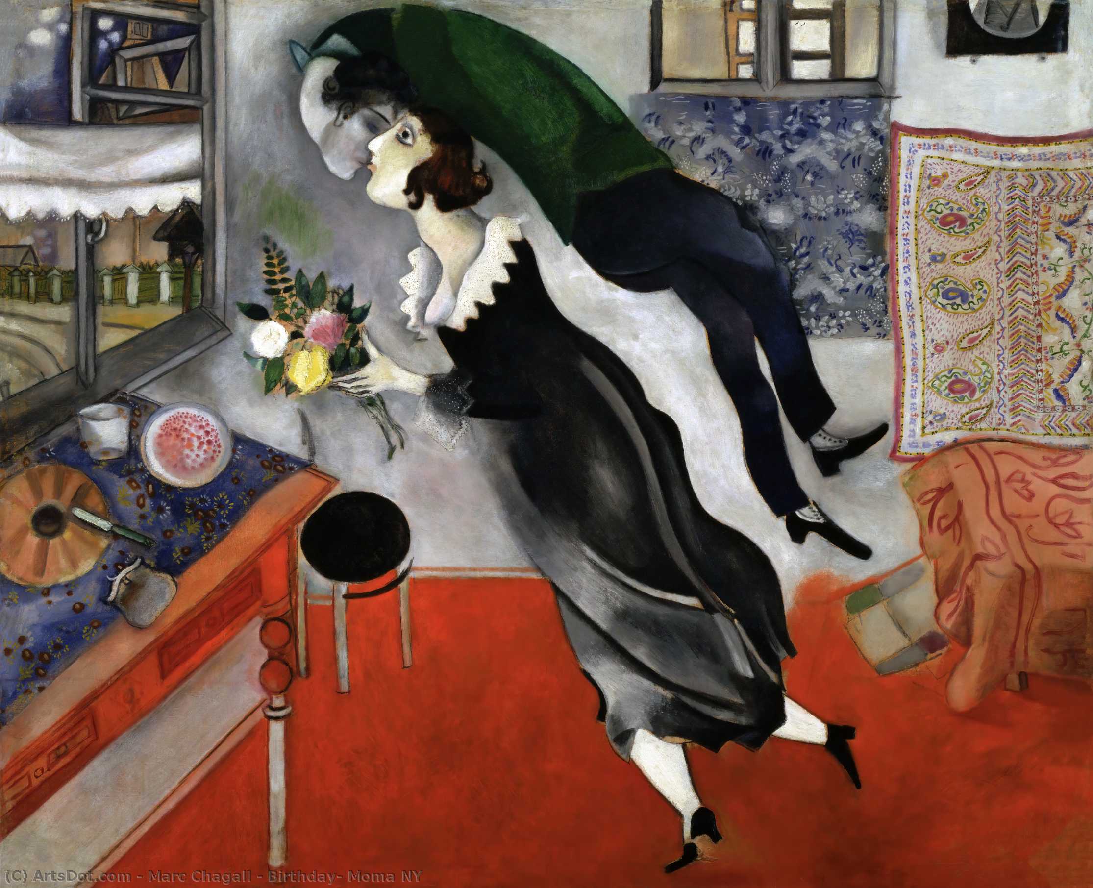 Wikioo.org - สารานุกรมวิจิตรศิลป์ - จิตรกรรม Marc Chagall - Birthday, Moma NY