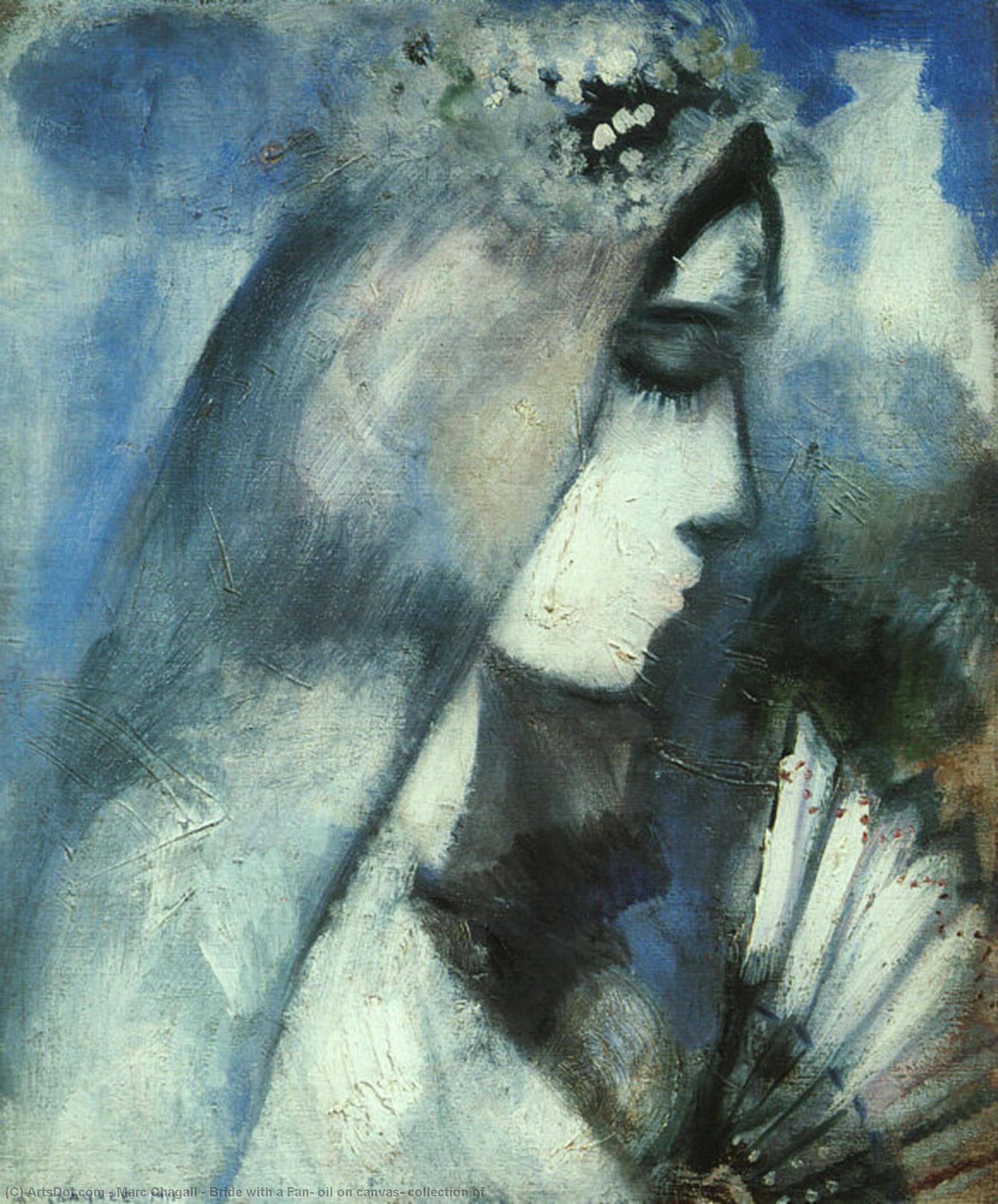 Wikioo.org – La Enciclopedia de las Bellas Artes - Pintura, Obras de arte de Marc Chagall - novia con un ventilador , óleo sobre lienzo , colección de