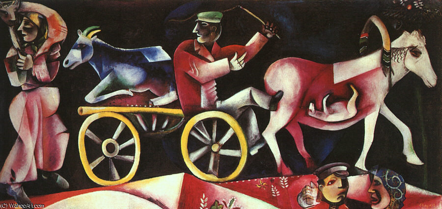 Wikoo.org - موسوعة الفنون الجميلة - اللوحة، العمل الفني Marc Chagall - The Cattle Dealer, oil on canvas, Öffentliche