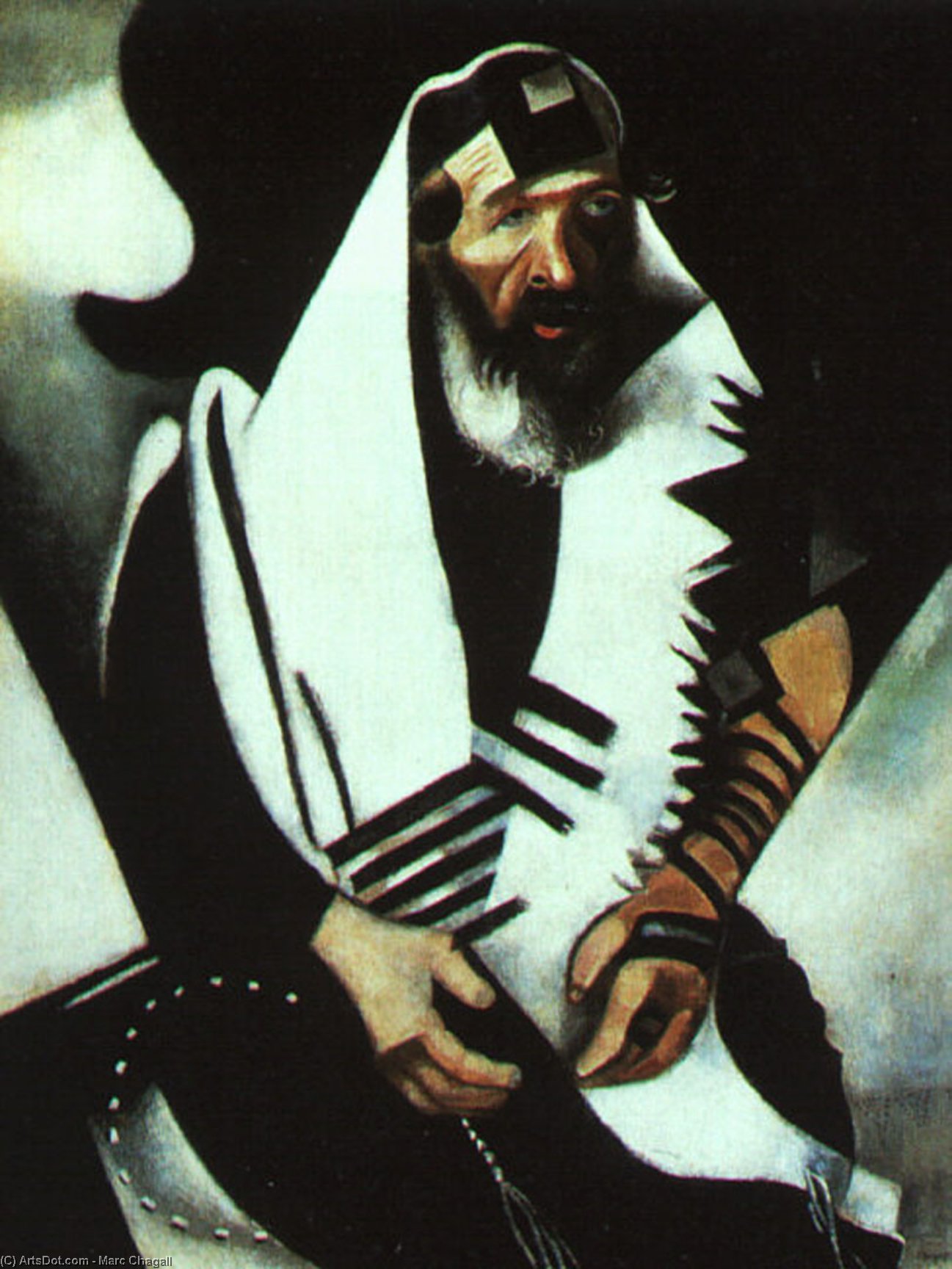 Wikioo.org – La Enciclopedia de las Bellas Artes - Pintura, Obras de arte de Marc Chagall - el judio orar , óleo sobre lienzo , el arte Instit