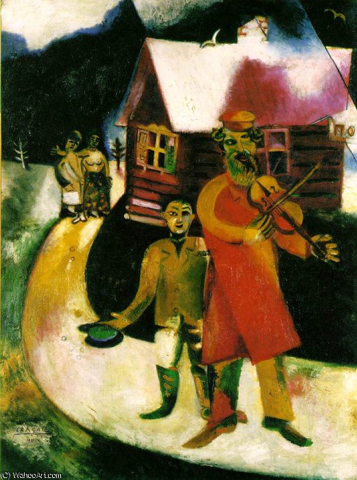 WikiOO.org - Encyclopedia of Fine Arts - Målning, konstverk Marc Chagall - The violinist, Kunstsammlung
