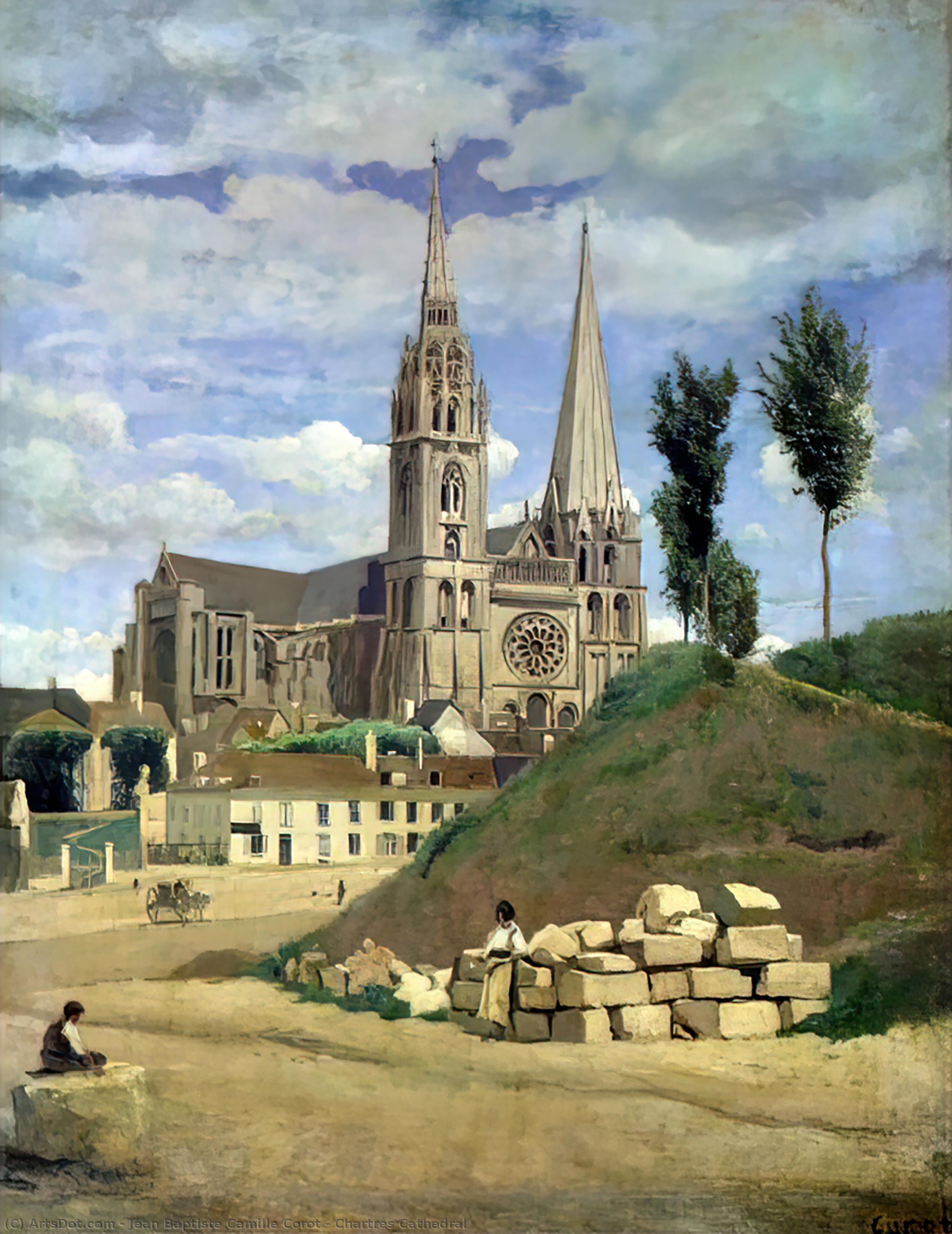 WikiOO.org - Encyclopedia of Fine Arts - Maleri, Artwork Jean Baptiste Camille Corot - Chartres Cathedral