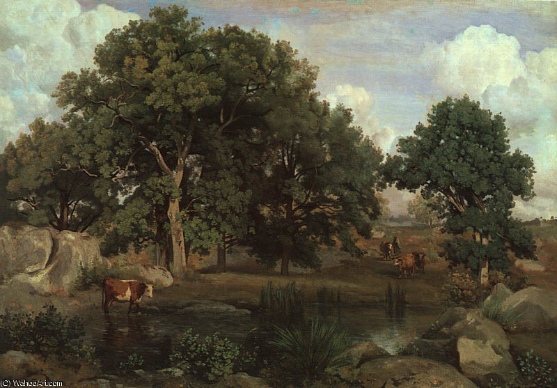 WikiOO.org - 百科事典 - 絵画、アートワーク Jean Baptiste Camille Corot - フォンテーヌブローの森 , キャンバスに油彩 , 博物館 o
