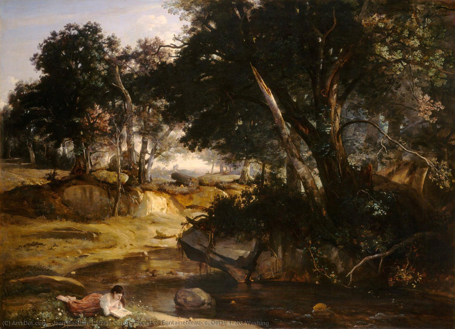 Wikioo.org - The Encyclopedia of Fine Arts - Painting, Artwork by Jean Baptiste Camille Corot - Forest of Fontainebleau, c. Detalj 1, NG Washing