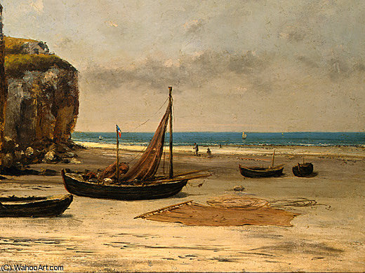 Wikioo.org - สารานุกรมวิจิตรศิลป์ - จิตรกรรม Gustave Courbet - Beach in Normandy, Detalj 2, NG Washingto
