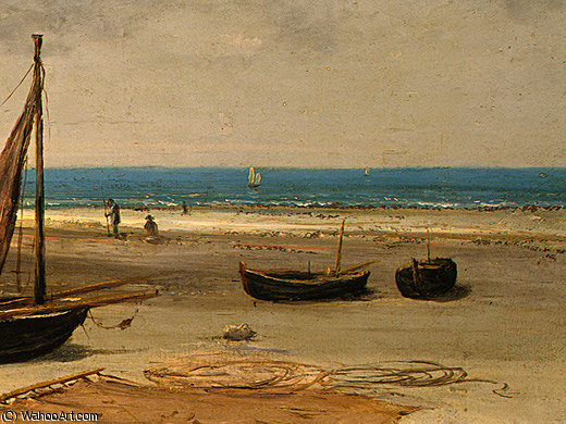 Wikioo.org - The Encyclopedia of Fine Arts - Painting, Artwork by Gustave Courbet - Beach in Normandy, Detalj 4, NG Washingto